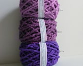 Hand dyed cotton Rug Yarn Colors: Wisteria, Purple or Iris