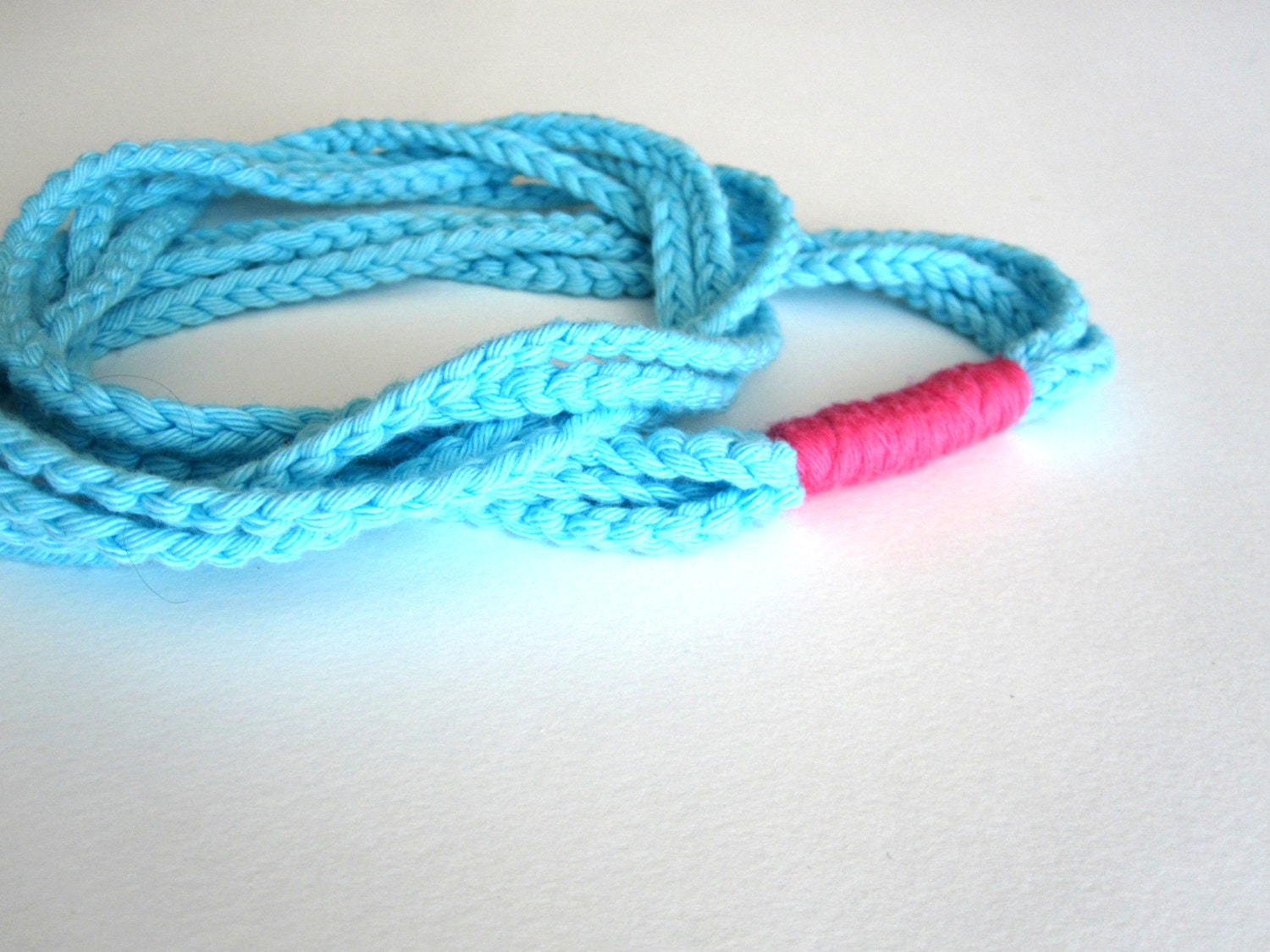 Necklace Summer 13 Turquoise Blue Hot Pink Cotton Mothers day freeshippingfrance