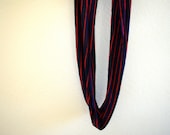 I Love Stripes Infinity Scarf - Navy Blue and Red Stretchy Scarf