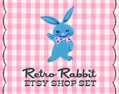 DELUXE Premade Etsy Shop Set -  Retro 1950s Bunny & Gingham
