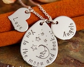 Hand Stamped Mommy Necklace - Personalized Jewelry - Sterling Silver To the moon and back