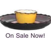 Ceramic Chip and Dip Set Purple Yellow White on SALE Now