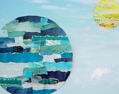 Earth Sun clouds sky collage mixed media nursery  - 8x10 art photography print by Dawn Smith