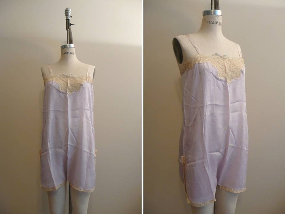 Vintage 1920s Silk and Lace Chemise 20s Teddy