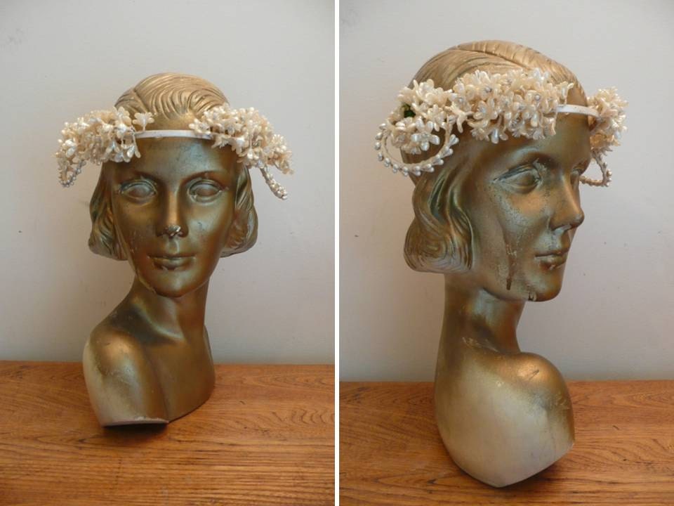 1920s Wax Flower Headpiece 20s Vintage Wedding Floral Headband