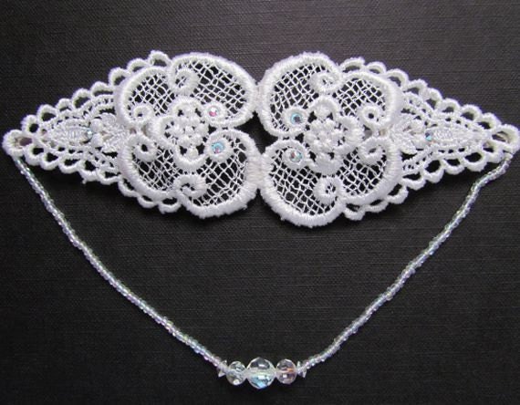 1920s Inspired Lace Hair Piece with Beads