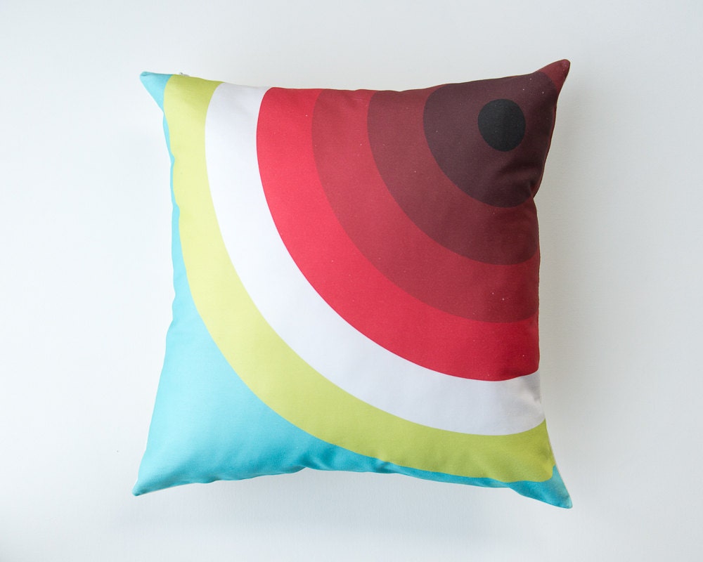 Target Pillow Cover - black, red, green, turquoise, circles, bull's eye