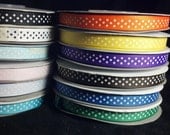 3/8" Polka Dot Grosgrain Ribbon for Hair Accessories, decorating, sewing, crafts, scrap booking