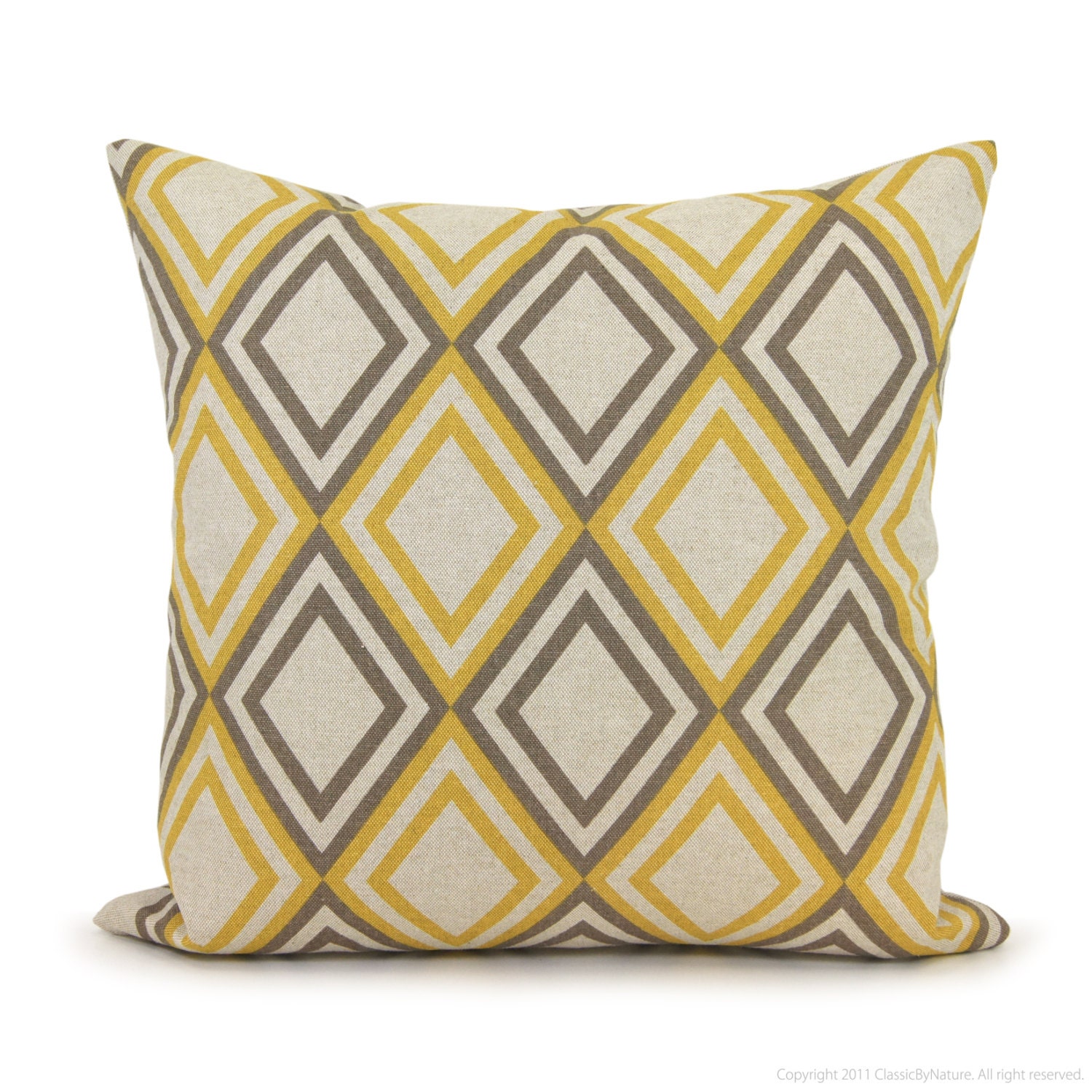 Geometric pillow cover - 18x18 pillow cover - Gray and yellow decorative pillow cover - Modern 18x18 throw pillow cover - ClassicByNature