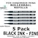 Handmade Pen Refills : Rollerball Black Ink Fine Schmidt 888 Refill (Genuine)