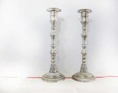 set of 2 Tall French vintage metal candelabrum