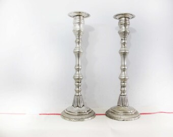 set of 2 Tall French vintage metal candelabrum
