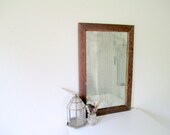 Primitive Antique Wood Mirror, Rustic Farmhouse Wall Decor