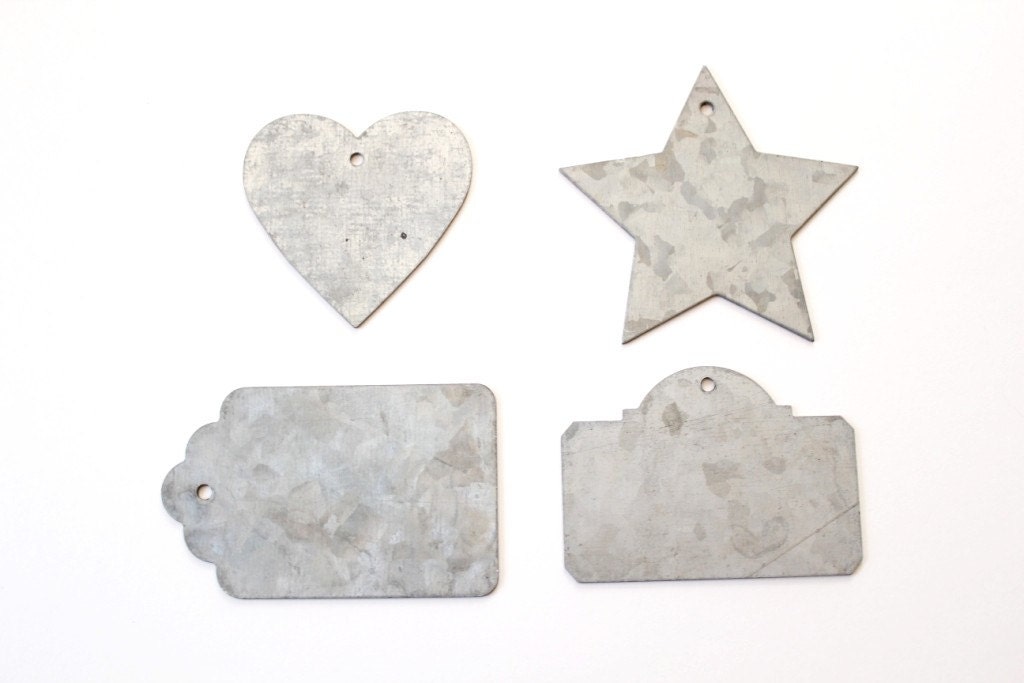 3 Wedding Favors Tags tin heart hang tags rustic wedding decor shabby chic wedding favors decor chalkboard hang tags gift tags metal tags