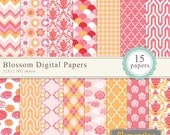 40% OFF SALE -Floral scrapbook paper 12x12, damask digital scrapbooking paper, royalty free- Instant Download Il_170x135