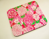 Lilly Pulitzer Fabric Mouse Pad  Azalea Pink Mayflowers