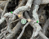Tree bead on brown hemp anklet or bracelet