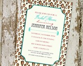 bridal shower invitations colorful leopard print, digital, printable file (item 357)
