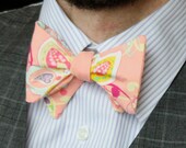 Men's Bow Tie in Peach Floral - Self tying - freestyle