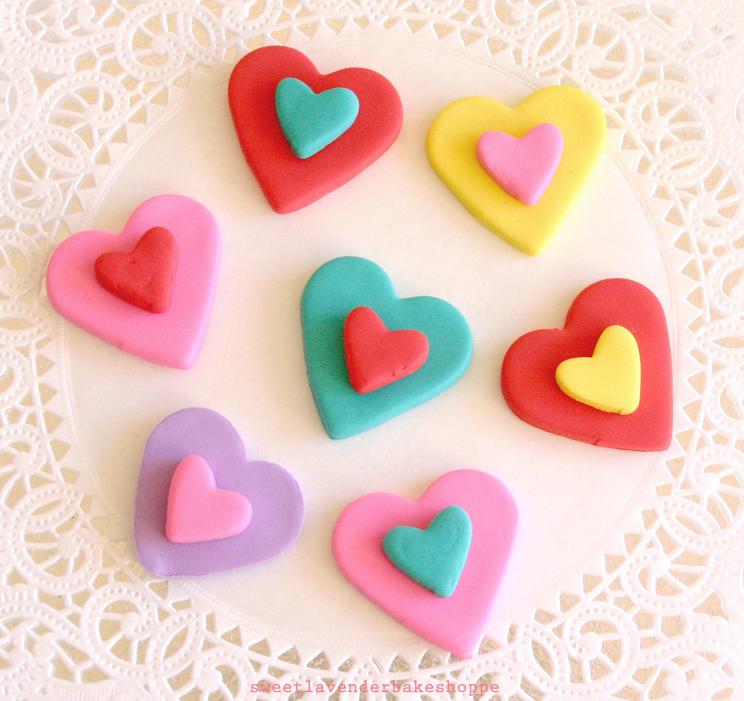 Bright Colored Edible Heart within a Heart- Small