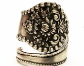Spoon Ring Vintage Victorian "Lancaster" Chrysanthemum Sterling Silver Ring, Handmade in Your Size (4095)