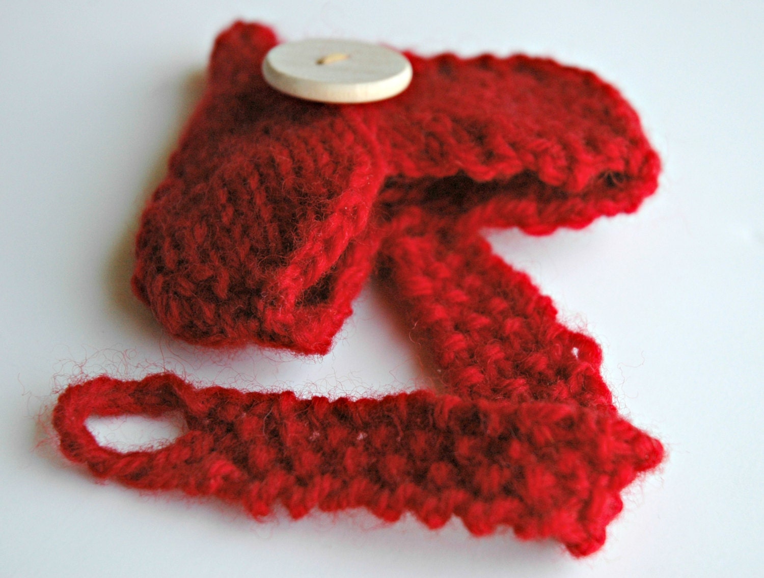 Knit Heart 100% Wool Pocket Little Knit Valentine Pouch Decoration and Treat Holder