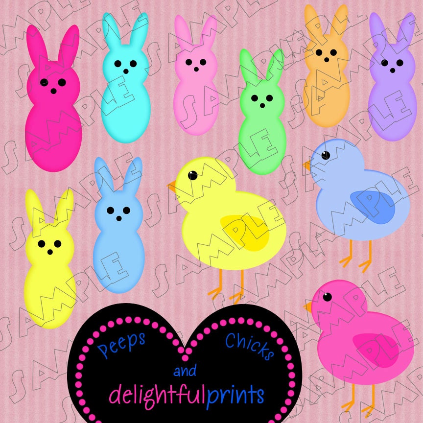 INSTAND DOWNLOAD Easter Peeps and chicks digital clipart by delightfulprints