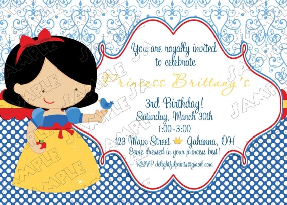 Princesses Snow White disney inspired birthday invitation...DIY you print custom photo card by delightfulprints Il_570xn