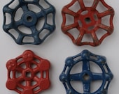 Free Shipping-Perfect Size-Red and Blue Vintage Valve Handles-Faucet Handles/spigot handles