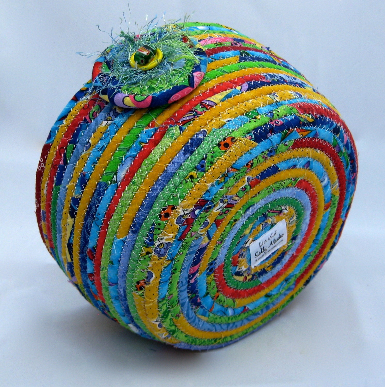 Basket Bright Spring Colors Coiled Rope Clothesline