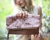 Foxy Fold Over Clutch - Makeup Bag and Clutch in one - Vegan Faux Leather Clutch Bag - Small Bohemian Handbag