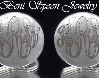 Monogram Cufflinks, Groom, Groomsman, Wedding Jewelry, Personalized Silver Cufflinks, Custom Initial