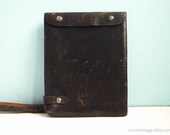 Vintage 60s MAP BAG Police briefcase black leather