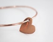 Copper Bangle Bracelet with Copper Heart