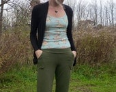 Organic Clothing - Boot Cut Pocket Pants - Organic Cotton - Shown in Olive - Made to Order