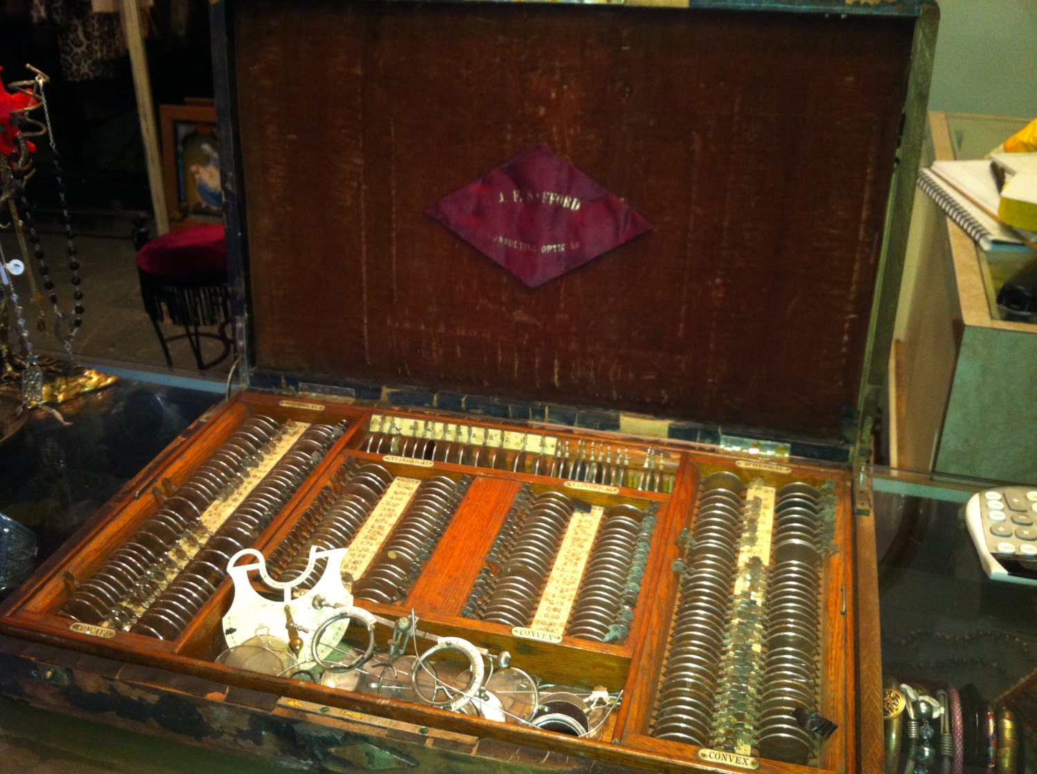 Antique 19th century ophthalmologist eye exam kit  