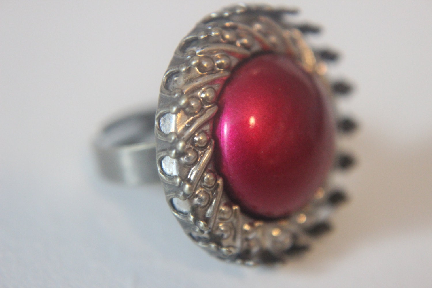 ADJUSTABLE Recycled Vintage Antique Lipstick Pink Red Royal King Queen Fashion Costume Halloween Ring