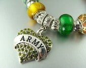 ARMY Military Stretch European bead Lampwork Charm Bracelets