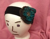 Green and black flower headband