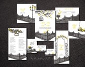 PRINTABLE Romantic Garden Invitation Suite Custom Design DIY Wedding Pdf Template Love Bird Program Save The Date Spring Summer Table Decor