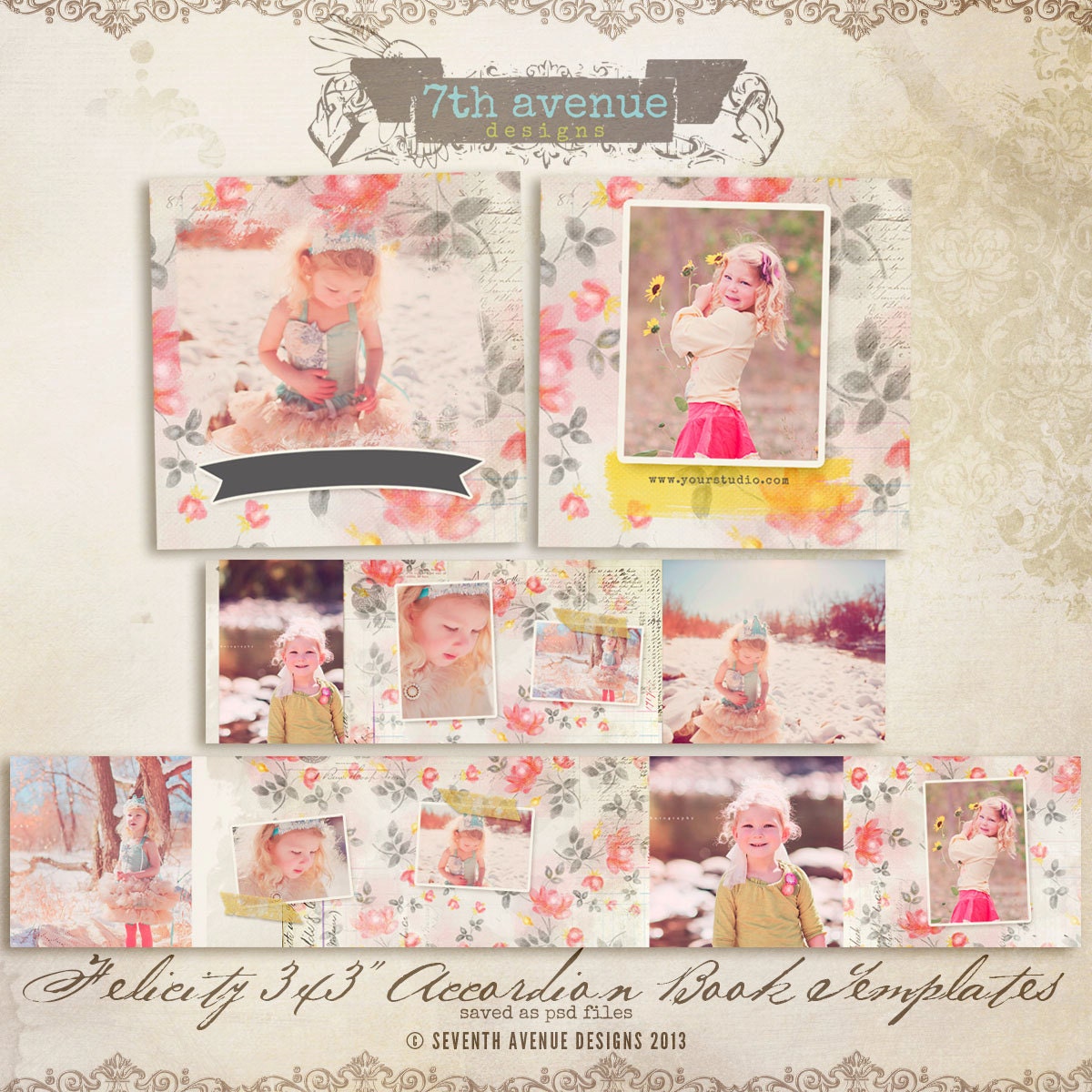 Felicity 3x3 Accordion book templates for photographers