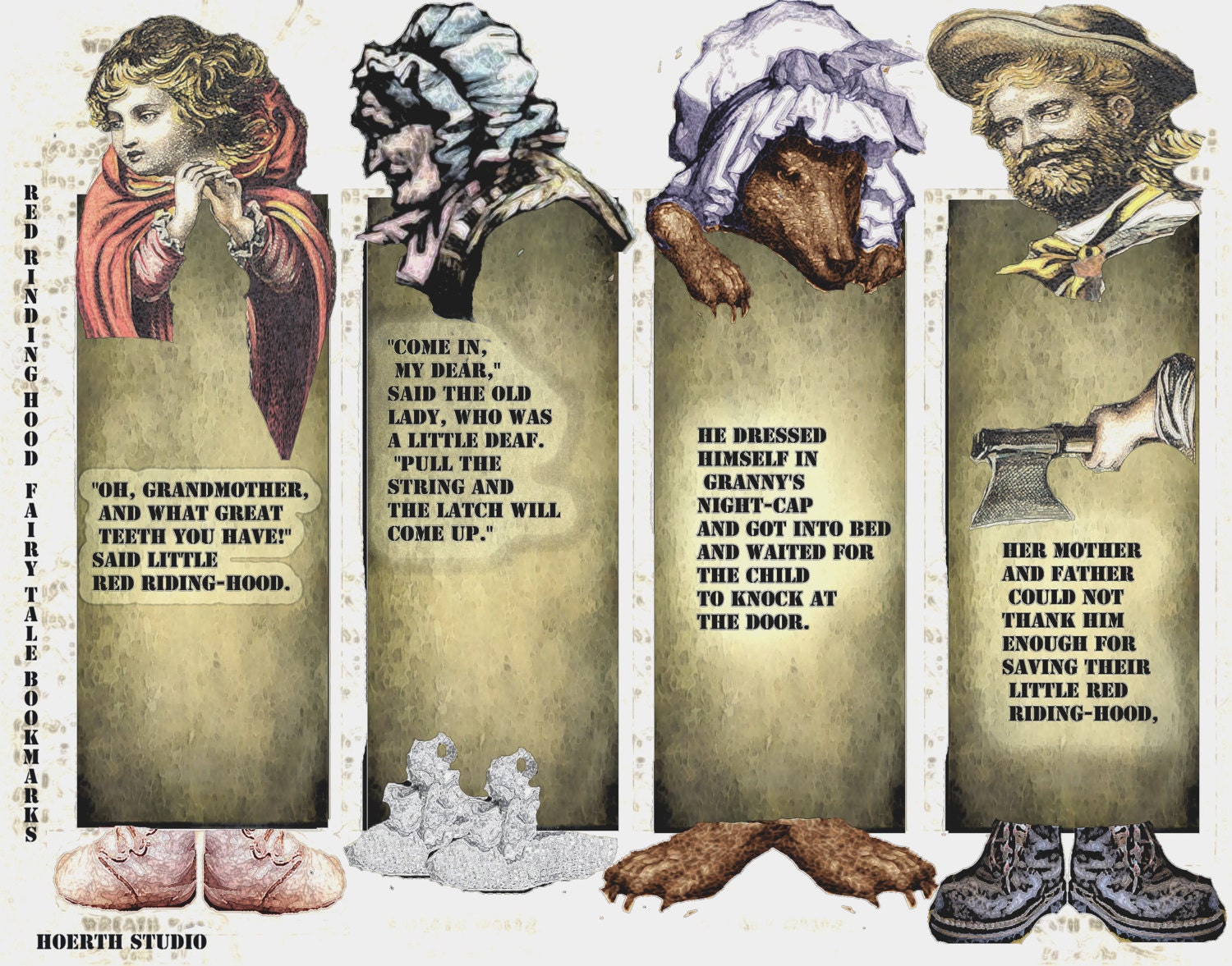 Fairytale bookmarks  red riding hood bookmark set Instant Digital download