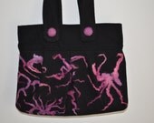 Felted Purse Pink Magenta Black Abstract Design