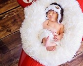 Newborn- Crochet Flap Hat - Photo prop - Aviator - Pilot