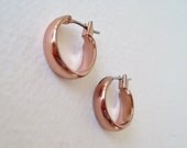 Vintage 80s Modern Minimalist Coppertone Copper Tone Small Smooth Glossy Hoops Hoop Earrings