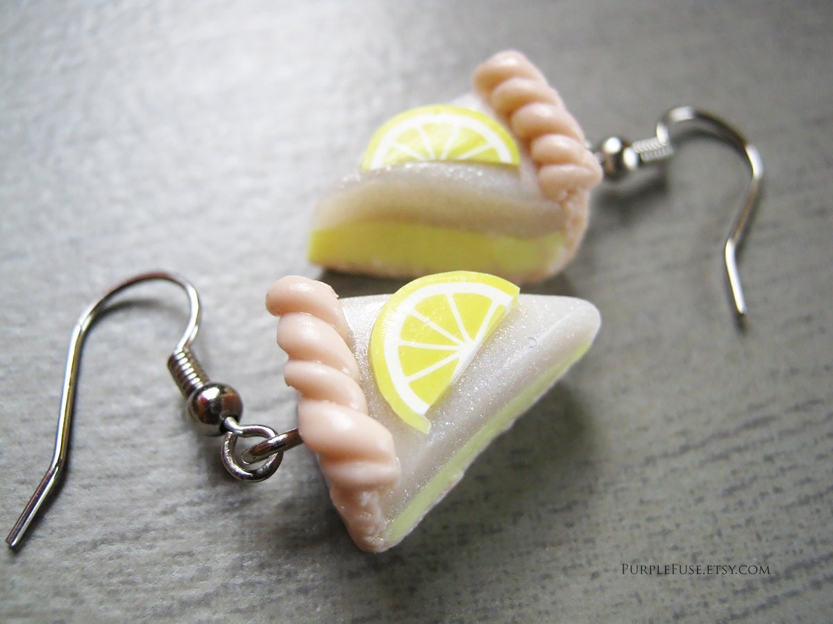 Lemon Meringue Pie miniature Food Earrings
