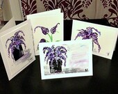 Four Hand Painted Lilac Greeting Cards