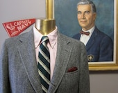 Brooks Brothers 40S Gray Herringbone Tweed Sack Sport Coat with Patch Pockets