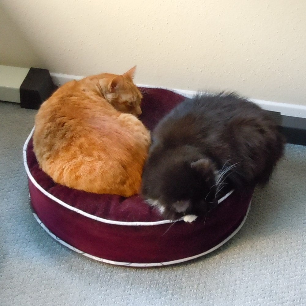 Made to Order Round Cat Bed from Upholstery Velvet