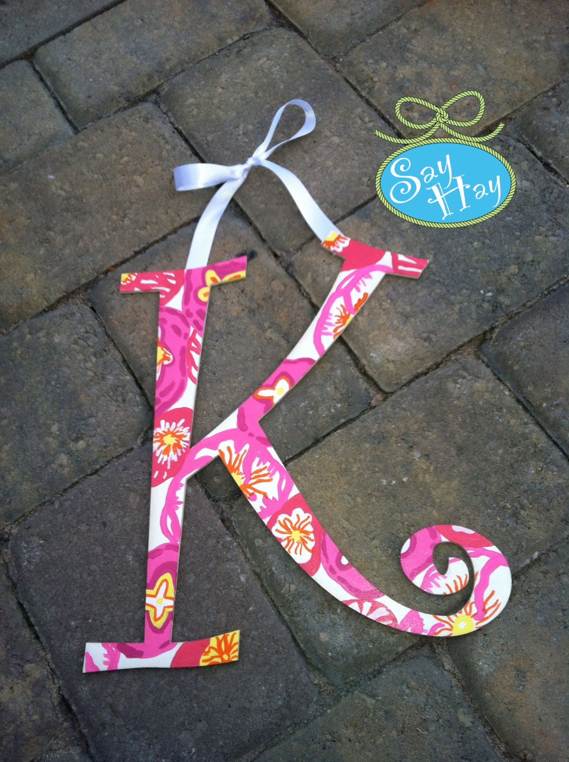 Lilly Pulitzer print hand painted wooden initial or monogram